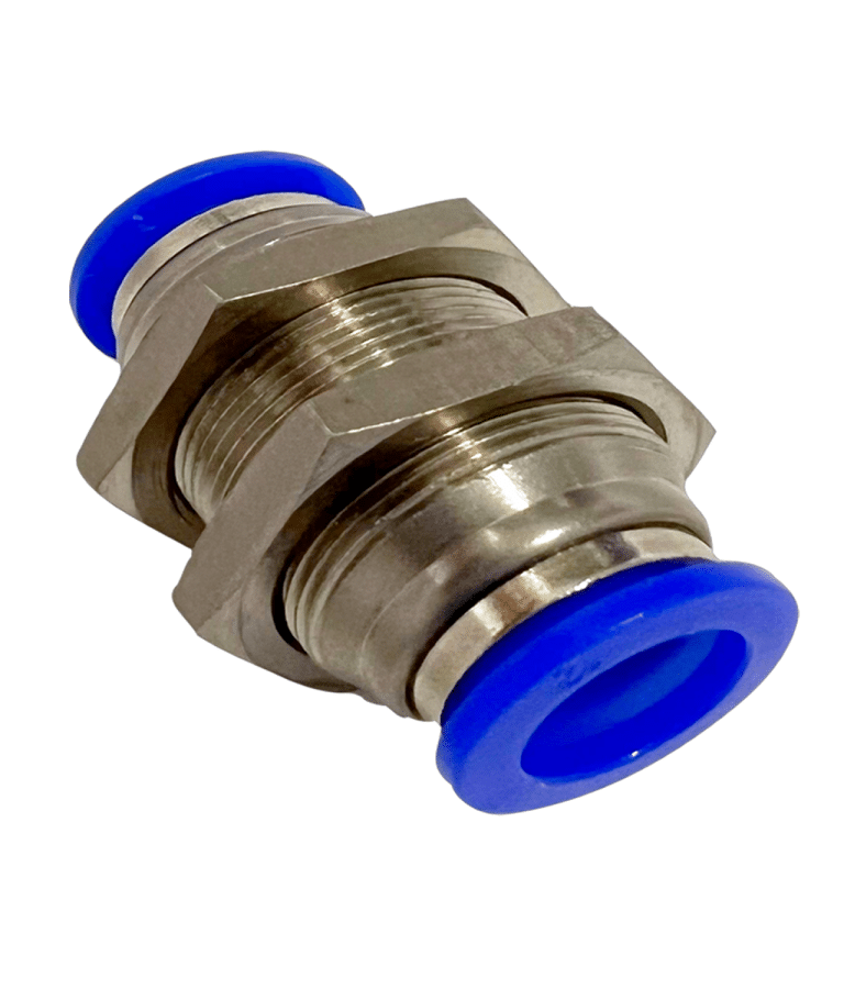 Pneumatic Push In Air Fittings Bulkhead Union Straight 10mm hose Air Parts Australia.