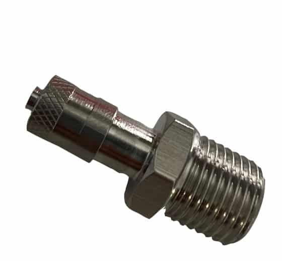 Industrial Quality Schrader Valve to 1/4 BSPP Thread Nickel Finish