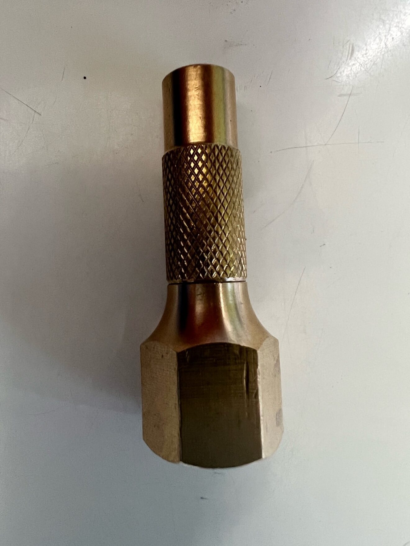 Schrader Valve Adaptor BRASS 1/4 BSP Female to 7.7 mm (.302") x 32 T.P