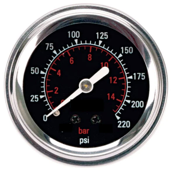 Dual needle black face air gauge 53mm (52mm) 220psi